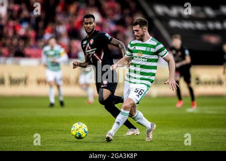 Herning, Danemark. 28 juillet 2021. Anthony Ralston (56) du Celtic vu lors du match de qualification de l'UEFA Champions League entre le FC Midtjylland et le Celtic au MCH Arena de Herning. (Crédit photo : Gonzales photo/Alamy Live News Banque D'Images