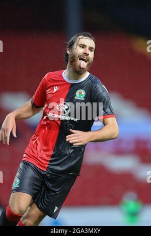 BLACKBURN, ROYAUME-UNI. 28 JUILLET Ben Brereton, de Blackburn Rovers, fait une chance manquée lors du match amical d'avant-saison entre Blackburn Rovers et Leeds United à Ewood Park, Blackburn, le mercredi 28 juillet 2021. (Credit: Pat Scaasi | MI News) Credit: MI News & Sport /Alay Live News Banque D'Images