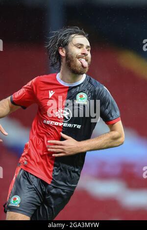 BLACKBURN, ROYAUME-UNI. 28 JUILLET Ben Brereton, de Blackburn Rovers, fait une chance manquée lors du match amical d'avant-saison entre Blackburn Rovers et Leeds United à Ewood Park, Blackburn, le mercredi 28 juillet 2021. (Credit: Pat Scaasi | MI News) Credit: MI News & Sport /Alay Live News Banque D'Images