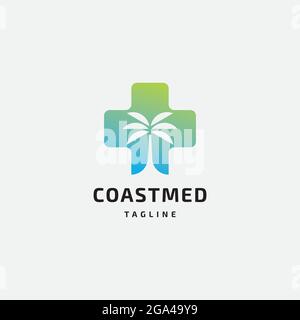 Coast Medical logo design concept symbole modèle vectoriel Illustration de Vecteur