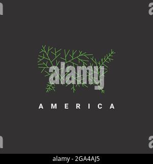 Modèle de vecteur de conception de logo America map Illustration de Vecteur