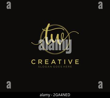 TW logo féminine beauté monogramme et élégant logo design, écriture logo de la signature initiale, mariage, mode, floral et botanique avec la création Illustration de Vecteur