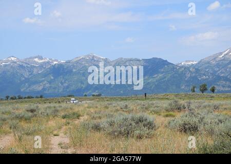 Vue sur les Tetons dans l'État du Wyoming Banque D'Images