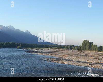 Vue sur les Tetons dans l'État du Wyoming Banque D'Images