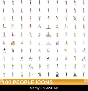 100 personnes icons set. Cartoon illustration de 100 personnes icônes vector set isolé sur fond blanc Illustration de Vecteur