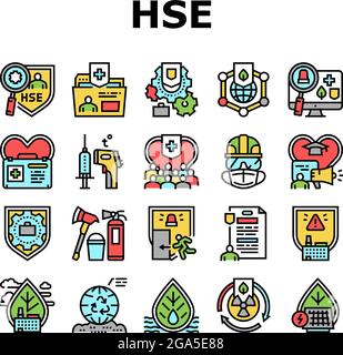 Santé sécurité Environnement HSE Icons Set Vector Illustration de Vecteur