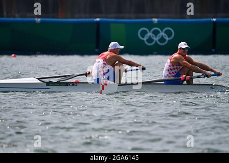 Martin SINKOVIC (CRO), Valent SINKOVIC (CRO), gagnant, gagnant, action. M2-, paire d'hommes, deux hommes aviron, aviron, le 29 juillet, 2021, voie navigable Sea Forest. Jeux olympiques d'été 2020, de 23.07. - 08.08.2021 à Tokyo/Japon. Banque D'Images