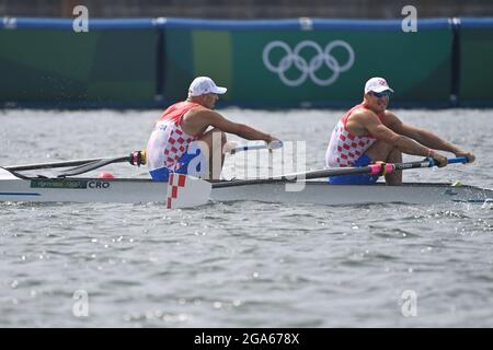 Martin SINKOVIC (CRO), Valent SINKOVIC (CRO), gagnant, gagnant, action. M2-, paire d'hommes, deux hommes aviron, aviron, le 29 juillet, 2021, voie navigable Sea Forest. Jeux olympiques d'été 2020, de 23.07. - 08.08.2021 à Tokyo/Japon. Banque D'Images