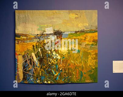 The Scottish Gallery, Édimbourg, Écosse. 29 juillet 2021. Joan Eardley I Centenaire. Au cours des cinquante-huit années qui ont suivi son décès, après avoir succombé au cancer en août 1963, sa réputation s'est renforcée et aujourd'hui sa valeur s'est considérablement accrue. Photo : tapisserie du centenaire des champs de juillet 2021. Dovecot Studios tapisserie studio ont marqué le centenaire de Joan Eardley en créant une nouvelle tapisserie de la peinture juillet champs 1959. Crédit : Arch White/Alamy Live News Banque D'Images