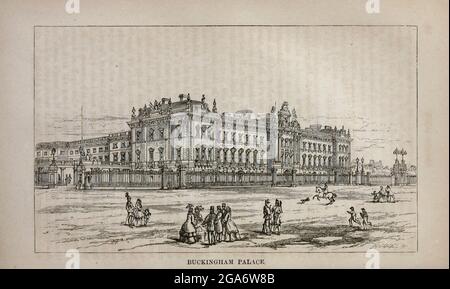 Buckingham Palace du livre ' Londres et ses environs : un guide pratique de la métropole et de ses environs, illustré par des cartes, plans et vues ' par Adam et Charles Black publié à Édimbourg par A. & C. Black 1862 Banque D'Images