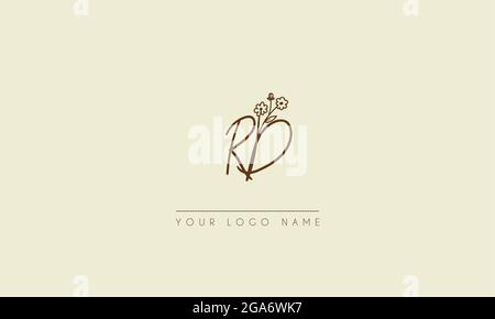 Lettre initiale RD ou DR Signature manuscrite mariage botanique icône florale logo illustration vectorielle design Illustration de Vecteur