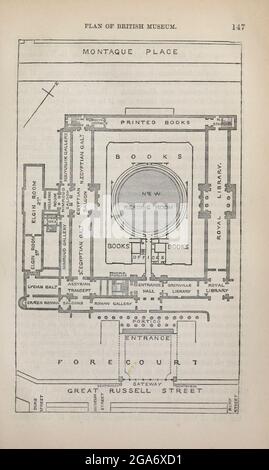 Plan of British Museum from the book ' London and its environs : un guide pratique de la métropole et de ses environs, illustré par des cartes, plans et vues ' par Adam et Charles Black publié à Édimbourg par A. & C. Black 1862 Banque D'Images