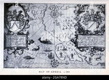 Carte de l'Afrique c. 1600 tiré du livre « A history of South Africa » de Dorothea Fairbridge, publié à Londres par Oxford Univ. Press en 1911 Banque D'Images