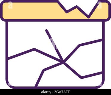 Produits présentant un emballage endommagé sur le plan esthétique, icône de couleur RVB. Illustration de Vecteur