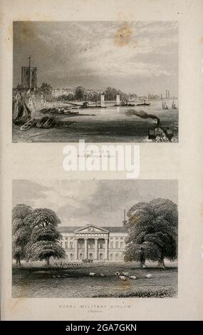 Chelsea de Battersea Bridge et Royal Military Asylum, Londres du livre Illustrated London, ou une série de vues dans la métropole britannique et ses environs, gravée par Albert Henry Payne, à partir de dessins originaux. Les avis historiques, topographiques et miscellanious de Bicknell, W. I; Payne, A. H. (Albert Henry), 1812-1902 publiés à Londres en 1846 par E.T. Cerveau et Co Banque D'Images