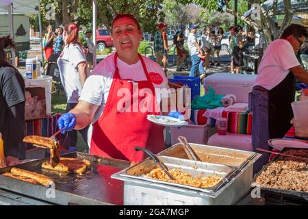 Albuquerque, Nouveau-Mexique - le marché des producteurs du centre-ville, tenu le samedi à Robinson Park. Banque D'Images