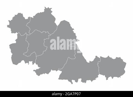 Carte administrative du comté de West Midlands isolée sur fond blanc, Angleterre Illustration de Vecteur