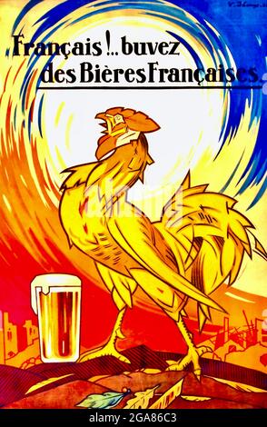 Affiche de bière française Banque D'Images