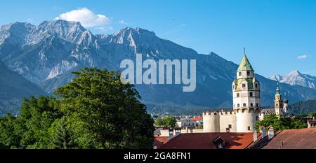 Vue panoramique de Hall dans le Tyrol Autriche Banque D'Images