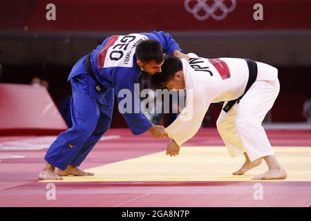 MARGVELASHVILI Vazha (GEO) 2e médaille d'argent, Hifumi ABE (JPN) lauréat Médaille d'or lors des Jeux Olympiques Tokyo 2020, Judo Men -66kg final le 25 juillet 2021 à Nippon Budokan à Tokyo, Japon - photo Yuya Nagase / photo Kishimoto / DPPI Banque D'Images