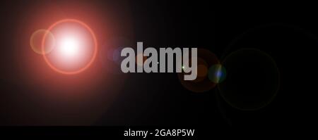 Lentille lumières à évasement Résumé arrière-plan sur fond noir pour la saisie et le mat. Applique une lumière diffuse ou diffuse le soleil sur fond Banque D'Images