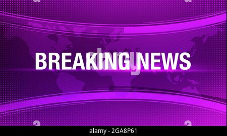 Actualités récentes couleur violet arrière-plan avec carte du monde et points de particules connectés. Nouveau concept de média abstrait toile de fond Banque D'Images