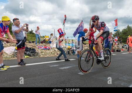 Malaucène, France. 07e juillet 2021. Vegard s'est mise en action à Laengen lors de l'ascension du Mont-Ventoux en Tour de France 2021. Il s'est classé 74 de la scène.la 11e étape du Tour de France 2021 a lieu entre Sorgues et Malaucene avec une double ascension du Mont-Ventoux. Le vainqueur de la scène est Wout Van Aert. (Photo de Laurent Coust/SOPA Images/Sipa USA) crédit: SIPA USA/Alay Live News Banque D'Images