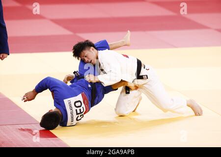Hifumi ABE (JPN), MARGVELASHVILI Vazha (GEO) pendant les Jeux Olympiques Tokyo 2020, Judo Men -66kg final le 25 juillet 2021 à Nippon Budokan à Tokyo, Japon - photo Kishimoto / DPPI Banque D'Images