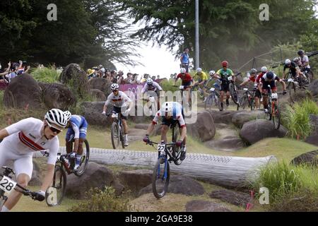 Illustration pendant les Jeux Olympiques Tokyo 2020, Cyclisme Mountain Bike Men's Cross-Country le 26 juillet 2021 à Izu MTB course à Izu, Japon - photo Kishimoto / DPPI Banque D'Images