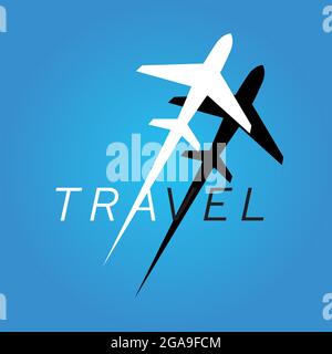 Création de bannières de voyage en avion, création de voyages et de conception d'avions, créations d'icônes créatives pour les compagnies aériennes et les avions. Illustration de Vecteur