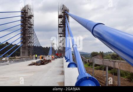 Kurow, Pologne. 29 juillet 2021. La construction d'un nouveau pont est en cours à Kurow sur DK 75 près de Nowy Sacz dans la petite Pologne crédit: SOPA Images Limited/Alamy Live News Banque D'Images