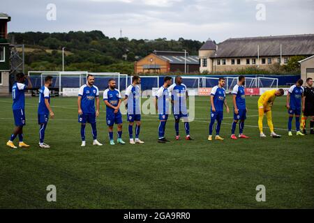 Aberystwyth, Royaume-Uni. 29 juillet 2021. Gamme FC Prishtina. Connahs Quay et FC Prishtina dans le cadre de la 2e partie de qualification de l'UEFA Europa Conference League à Park Avenue le 29 juillet 2021. Crédit : Lewis Mitchell/Alay Live News Banque D'Images