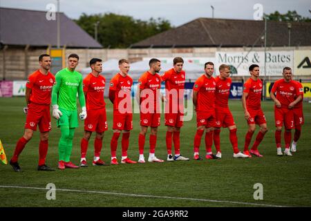 Aberystwyth, Royaume-Uni. 29 juillet 2021. Gamme Connahs Quay. Connahs Quay et FC Prishtina dans le cadre de la 2e partie de qualification de l'UEFA Europa Conference League à Park Avenue le 29 juillet 2021. Crédit : Lewis Mitchell/Alay Live News Banque D'Images