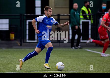 Aberystwyth, Royaume-Uni. 29 juillet 2021. Connahs Quay et FC Prishtina dans le cadre de la 2e partie de qualification de l'UEFA Europa Conference League à Park Avenue le 29 juillet 2021. Crédit : Lewis Mitchell/Alay Live News Banque D'Images