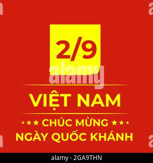 Joyeux jour de l'indépendance du Vietnam lettering en vietnamien. Fête nationale célébrée le 2 septembre. Modèle vectoriel pour affiche typographique, message d'accueil ca Illustration de Vecteur