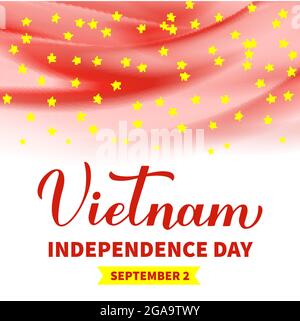 Affiche typographique du Vietnam Independence Day. Fête nationale vietnamienne célébrée le 2 septembre. Modèle vectoriel pour bannière, carte postale, prospectus, etc Illustration de Vecteur