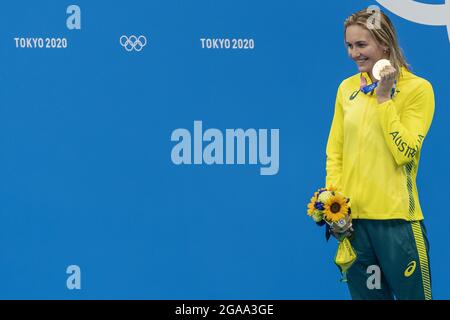 Tokyo, Giappone. 28 juillet 2021. Ariarne Titmus de l'Australie Médaille d'or pendant les Jeux Olympiques Tokyo 2020, femmes 200m Freestyle final le 28 juillet 2021 au Centre aquatique de Tokyo, Japon - photo Giorgio Scala/Orange Pictures/DPPI crédit: Agence photo indépendante/Alamy Live News crédit: Agence photo indépendante/Alamy Live News Banque D'Images
