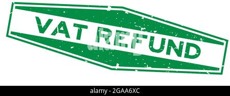 Grunge mot de remboursement de la tva, joint d'étanchéité en caoutchouc hexagonal sur blanc arrière-plan Illustration de Vecteur