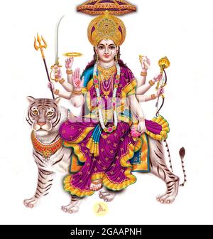 Jai Mata Di, Déesse Durga stock Photographie d'une imprimerie Banque D'Images