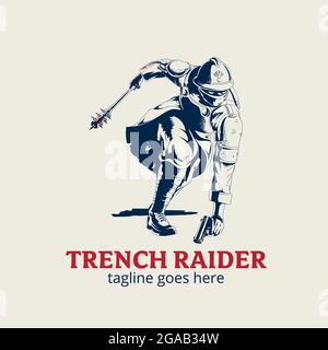 Illustration vectorielle de la tranchée Raider symbole WW1 thème Illustration de Vecteur