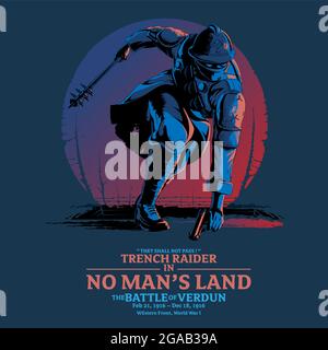 Illustration vectorielle de la tranchée de No Man's Land. Peut être utilisée comme affiche, élément de design, t-shirt ou autre. Illustration de Vecteur