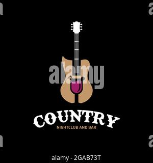 Country Nightclub et logo vectoriel de bar Illustration de Vecteur