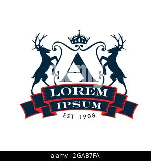 Deux cerfs portant le logo de style Insginia Illustration de Vecteur