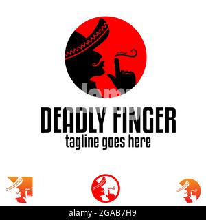 Symbole Deadly Finger concept emblème vectoriel style, avec la silhouette de Bandit Illustration de Vecteur