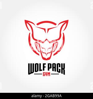 Wolf Pack Gym Symbol concept combinaison de six packs abs et tête de loup Illustration de Vecteur
