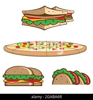 Pack à thème fastfood Illustration de Vecteur