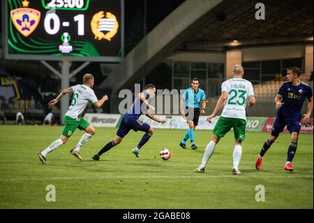 Maribor, Slovénie. 29 juillet 2021. Daniel Sturm de Maribor vu en action pendant le deuxième tour d'entraînement de l'UEFA Europa Conference League, deuxième match de jambe entre NK Maribor et Hammarby IF au stade Ljudski vrt à Maribor. (Score final; NK Maribor 0:1 Hammarby IF) (photo de Milos Vujinovic/SOPA Images/Sipa USA) crédit: SIPA USA/Alay Live News Banque D'Images