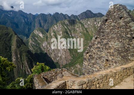 Bâtiments conservés dans les ruines de Machu Picchu, Pérou Banque D'Images