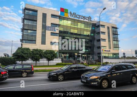 Le bureau Microsoft à Varsovie, Pologne, le 29 juillet 2021. Banque D'Images