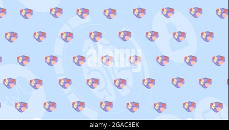 Composition des masques faciaux sur les icônes numériques sur fond bleu Banque D'Images